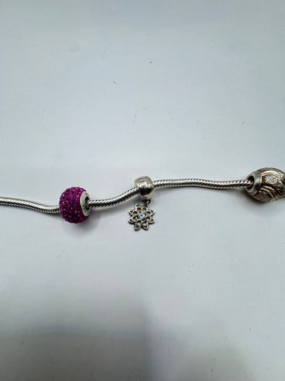 Michael Hill Sterling Silver 925 Snake Chain Charm Bracelet with 2 Michael Hill Charms & Emma & Roe Blue Diamond Charm