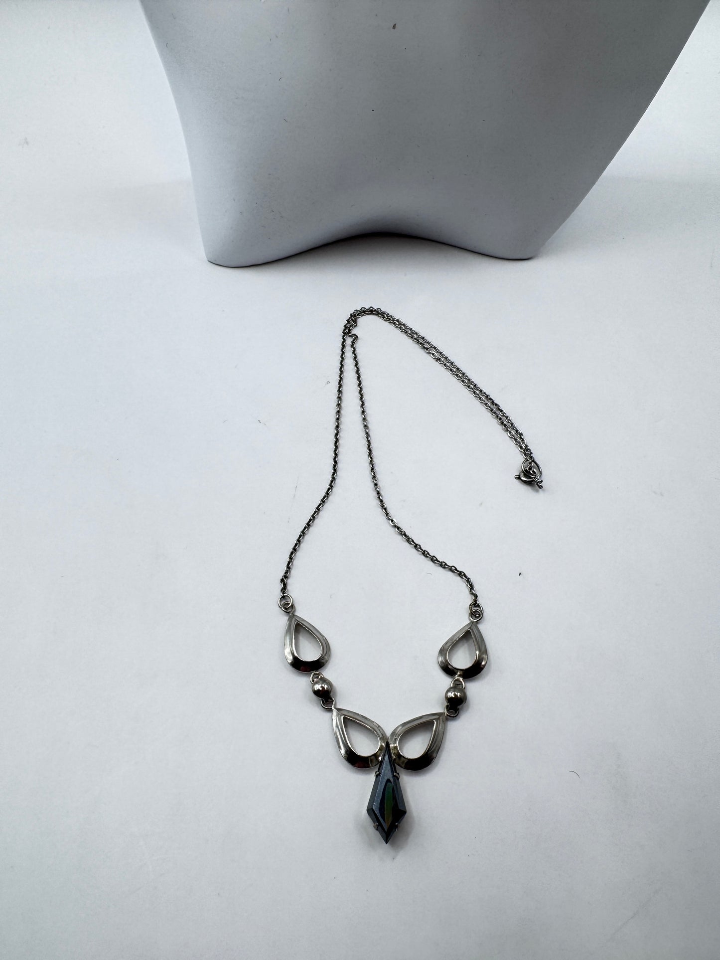 Vintage Mid-Century Titan Sterling Silver Hematite “Black Alaskan Diamond” Necklace – Excellent Condition