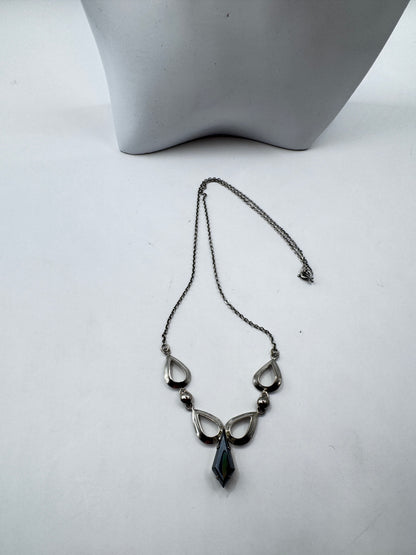 Vintage Mid-Century Titan Sterling Silver Hematite “Black Alaskan Diamond” Necklace – Excellent Condition