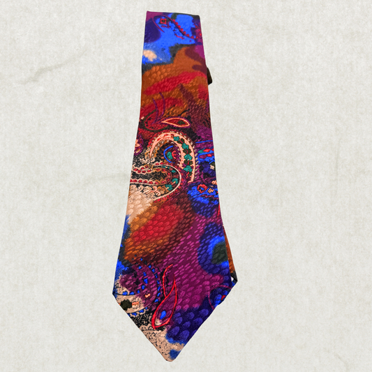 Vintage Peluso of Italy Tie – Multicolor Paisley, 100% Polyester, 55” x 3.5”