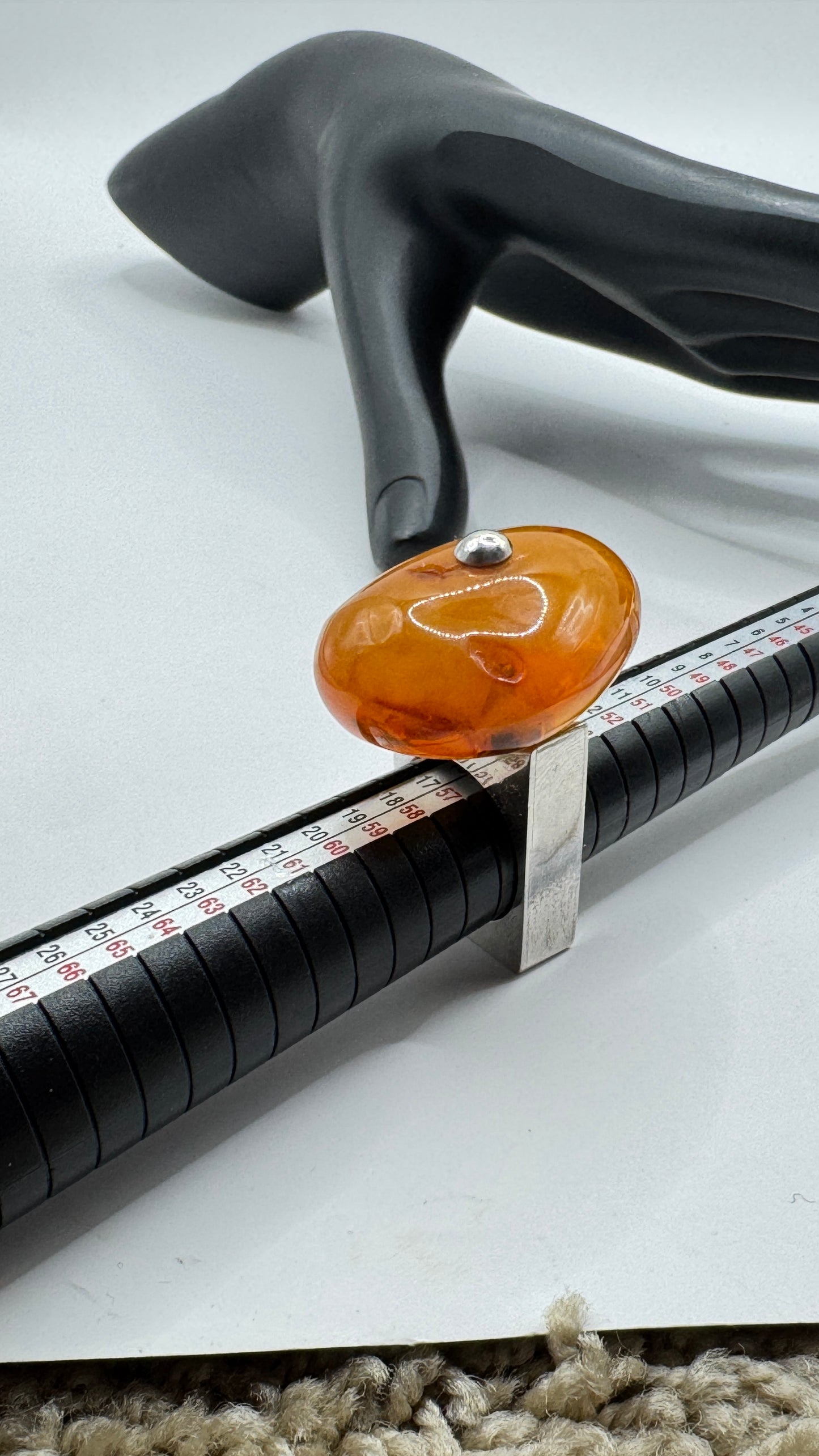 Mogens Godskesen Sterling Silver Ring with Large Amber, Size 7.5