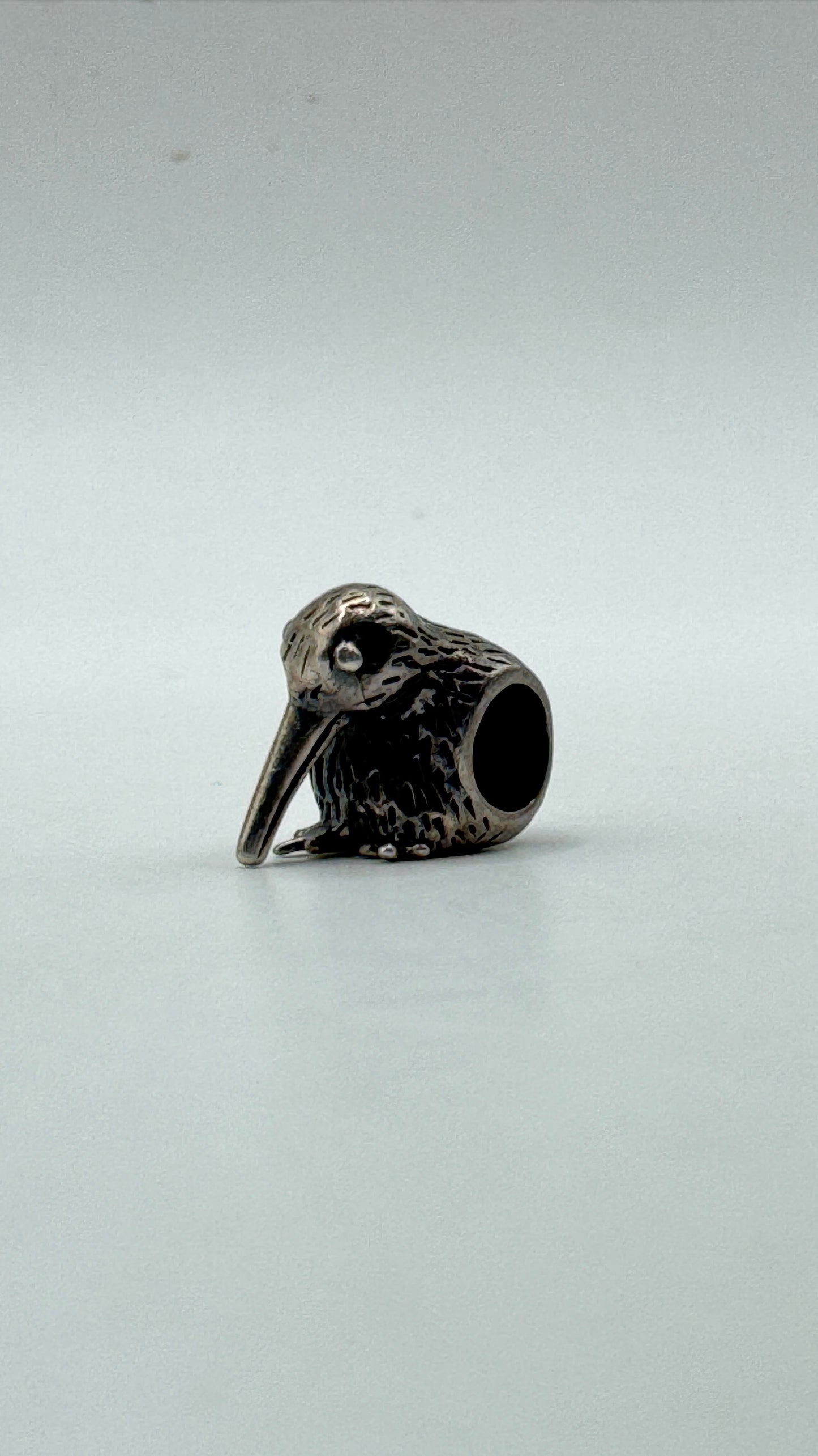 Vintage Sterling Silver Kiwi Bird Charm – Detailed Bracelet Bead