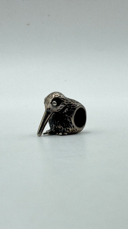 Vintage Sterling Silver Kiwi Bird Charm – Detailed Bracelet Bead