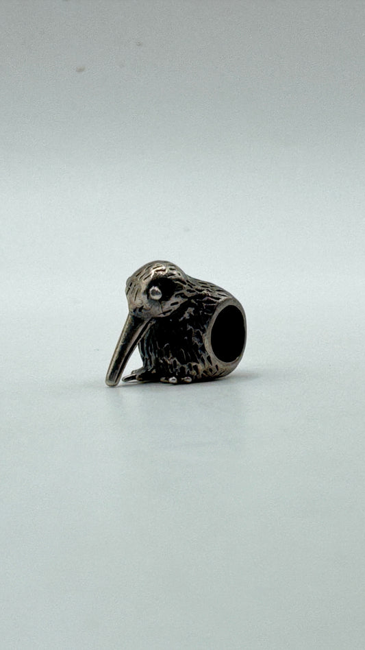 Vintage Sterling Silver Kiwi Bird Charm – Detailed Bracelet Bead