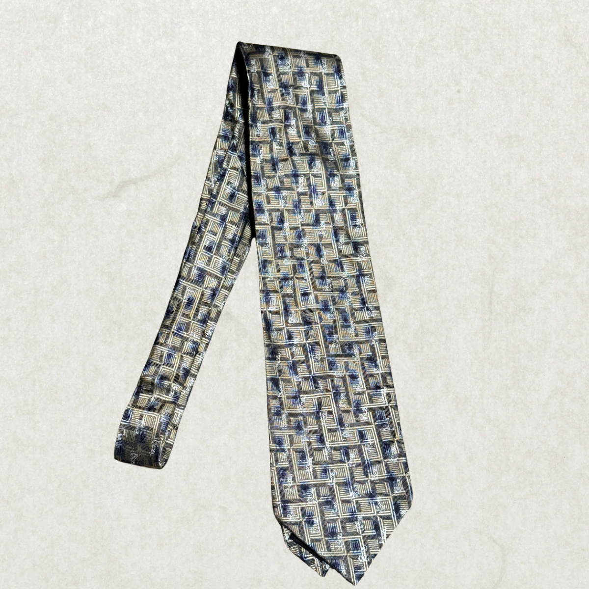 Vintage Taziano Milano Tie – Geometric Pattern, 100% Silk, Made in Italy, 58”