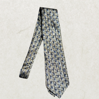 Vintage Taziano Milano Tie – Geometric Pattern, 100% Silk, Made in Italy, 58”