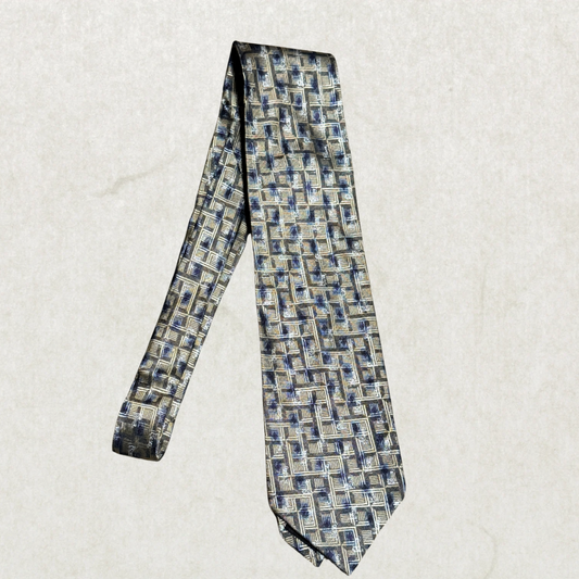 Vintage Taziano Milano Tie – Geometric Pattern, 100% Silk, Made in Italy, 58”