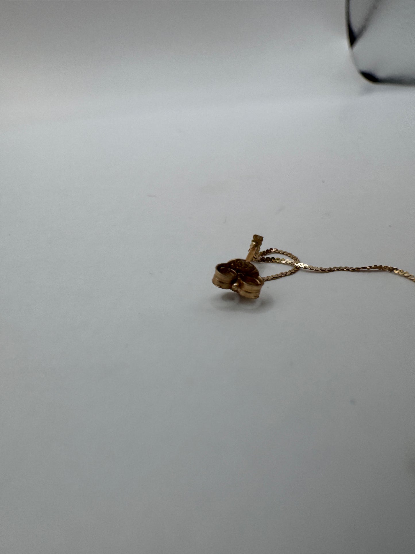 Vintage 10k Gold Single Dangle Earring – Fine Chain Accent