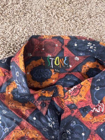 Vintage 1970s STONE Silks Men’s Shirt – 100% Silk, Size XL, Oversized