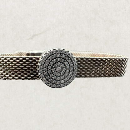 Pandora Reflexions 925 Mesh Bracelet with Pave Circle Charm – 7.5"