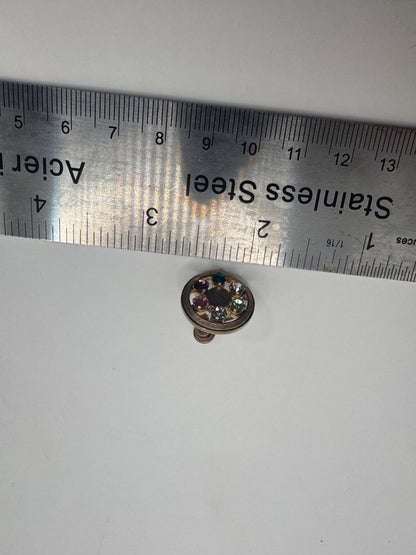 Anson Rainbow Crystal Clips Earrings – 1950s Gold-Plated Sterling Vintage Jewelry