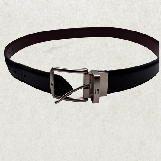Tommy Hilfiger Men’s Reversible Leather Belt – Black & Brown, 37.5” x 1.5”