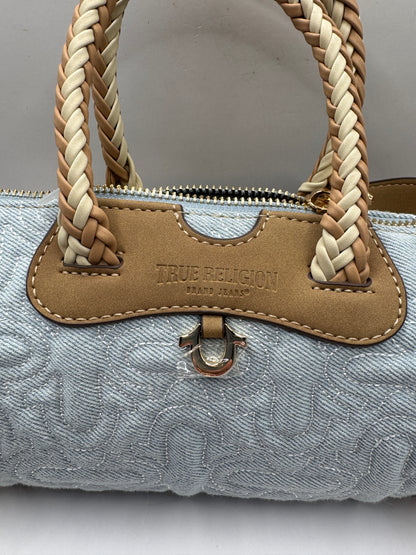 True Religion Quilted Horseshoe Mini Duffel Crossbody Bag – Brand New, Denim & Tan
