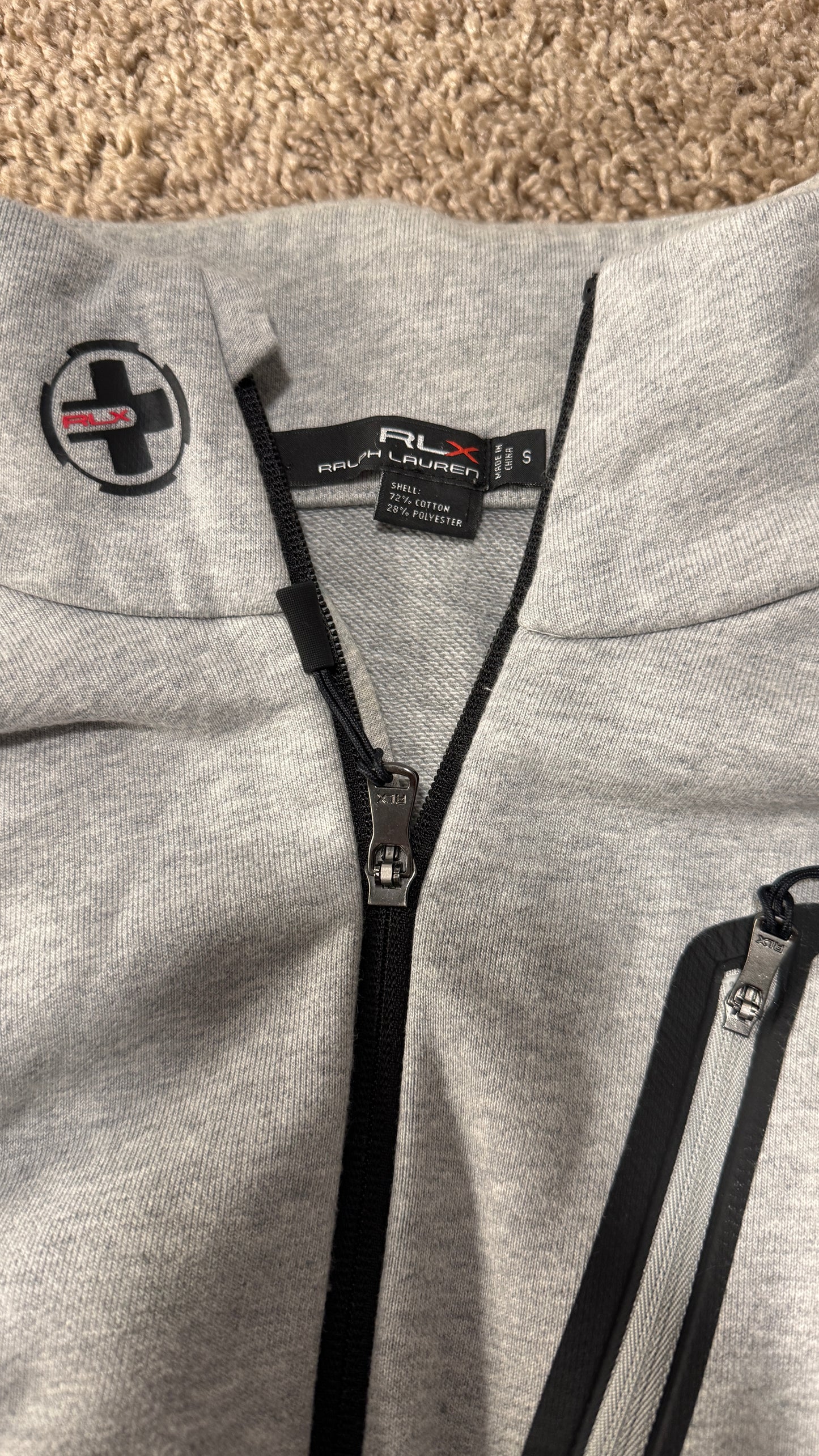 RLX Ralph Lauren Quarter-Zip Pullover – Size S, Grey, Zip Pocket