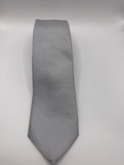 Vintage Zanetti Italian Silk Tie – Silver, 58” x 3.25”, Made in Italy