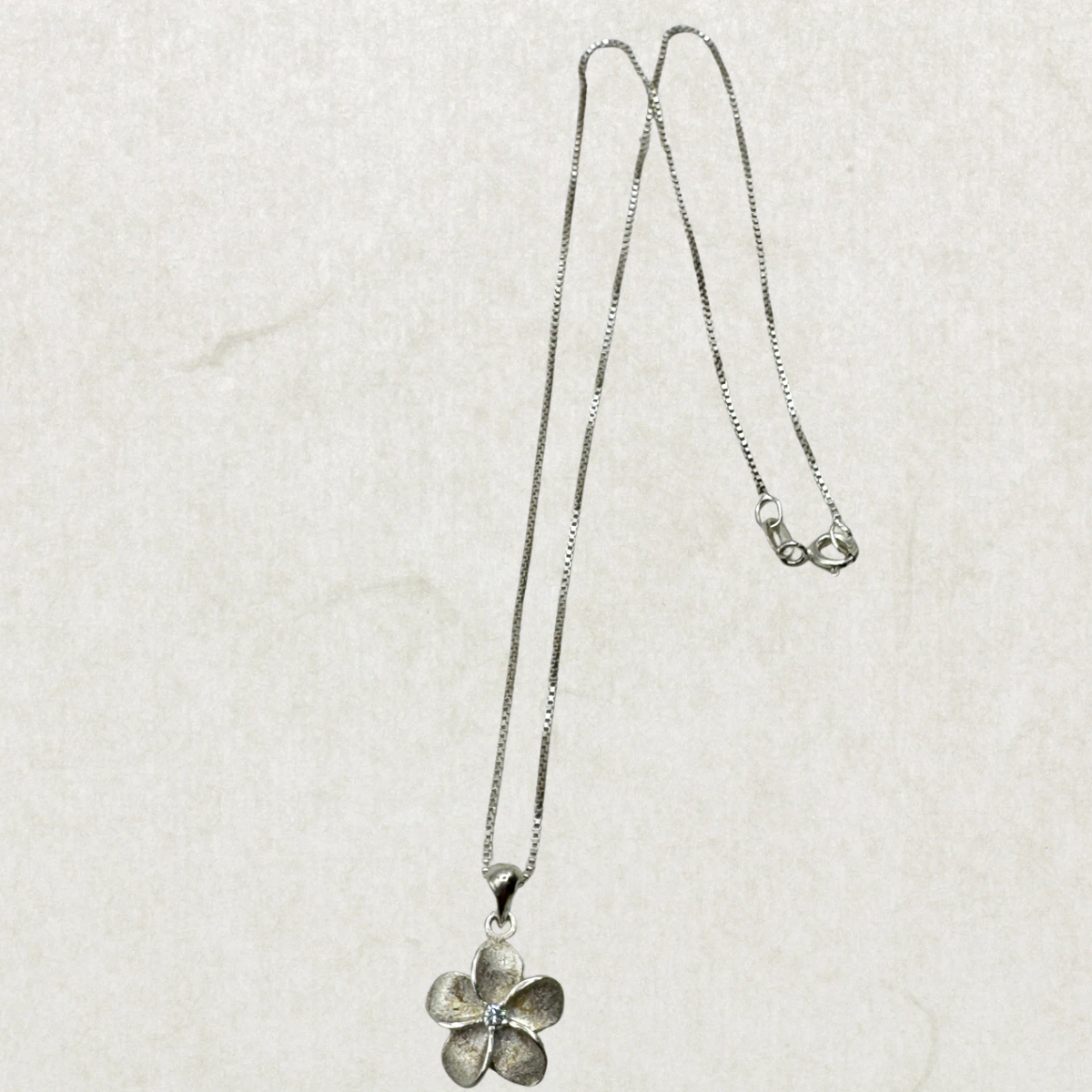 Vintage Sterling Silver Italian Flower Necklace – Delicate Floral Pendant Chain 17”