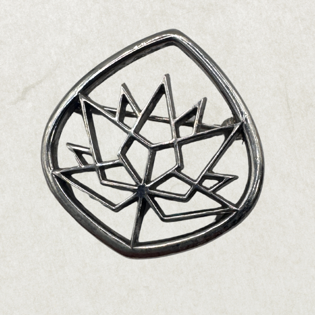 Vintage Birks 925 Sterling Silver Geometric Maple Leaf Brooch