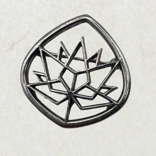 Vintage Birks 925 Sterling Silver Geometric Maple Leaf Brooch