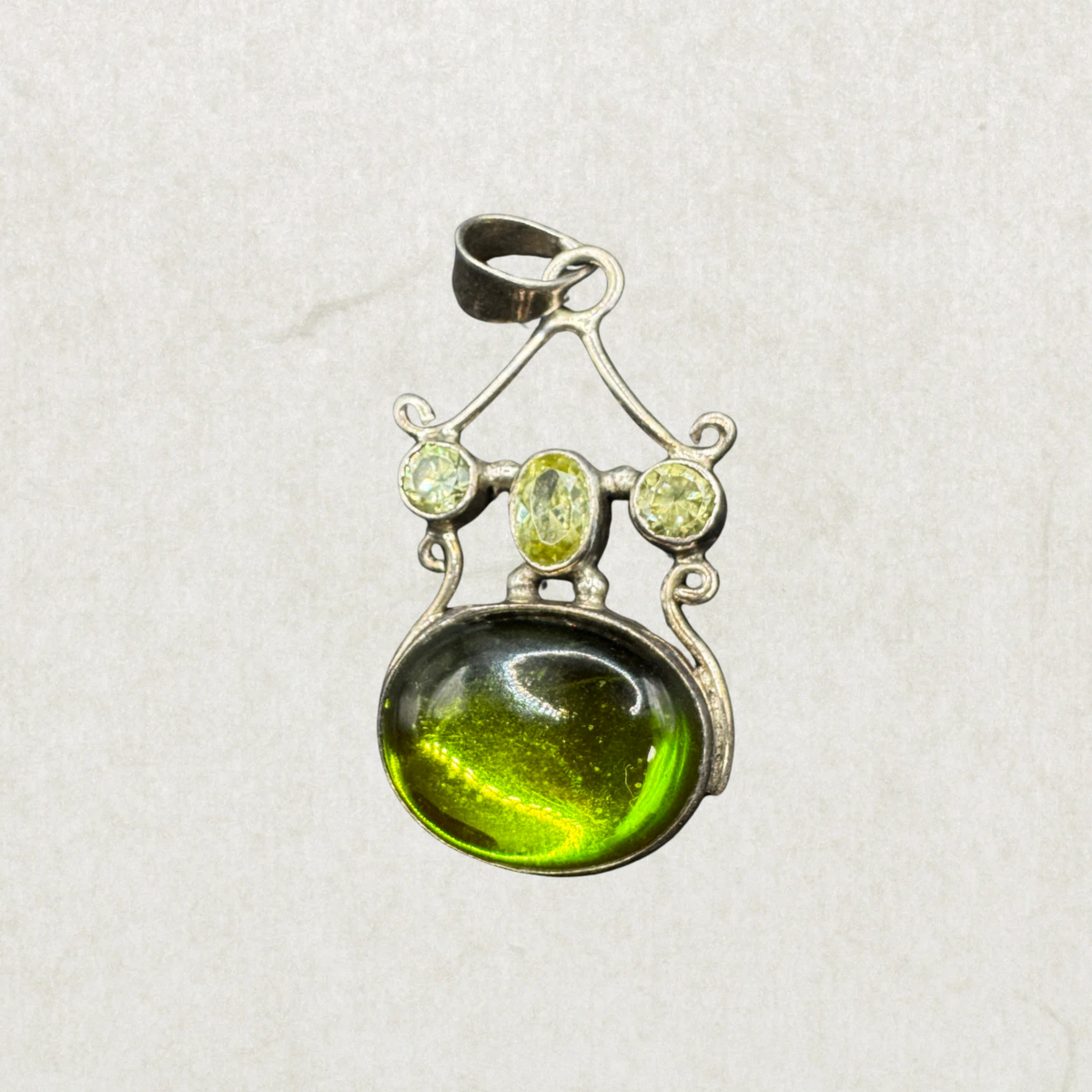 Sterling Silver Green Peridot Pendant