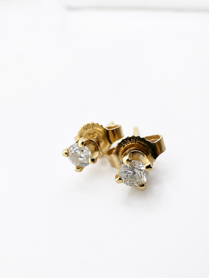 14K Yellow Gold Diamond Stud Earrings