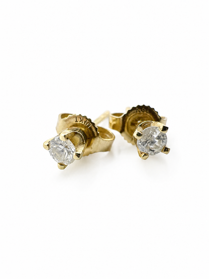 14K Yellow Gold Diamond Stud Earrings