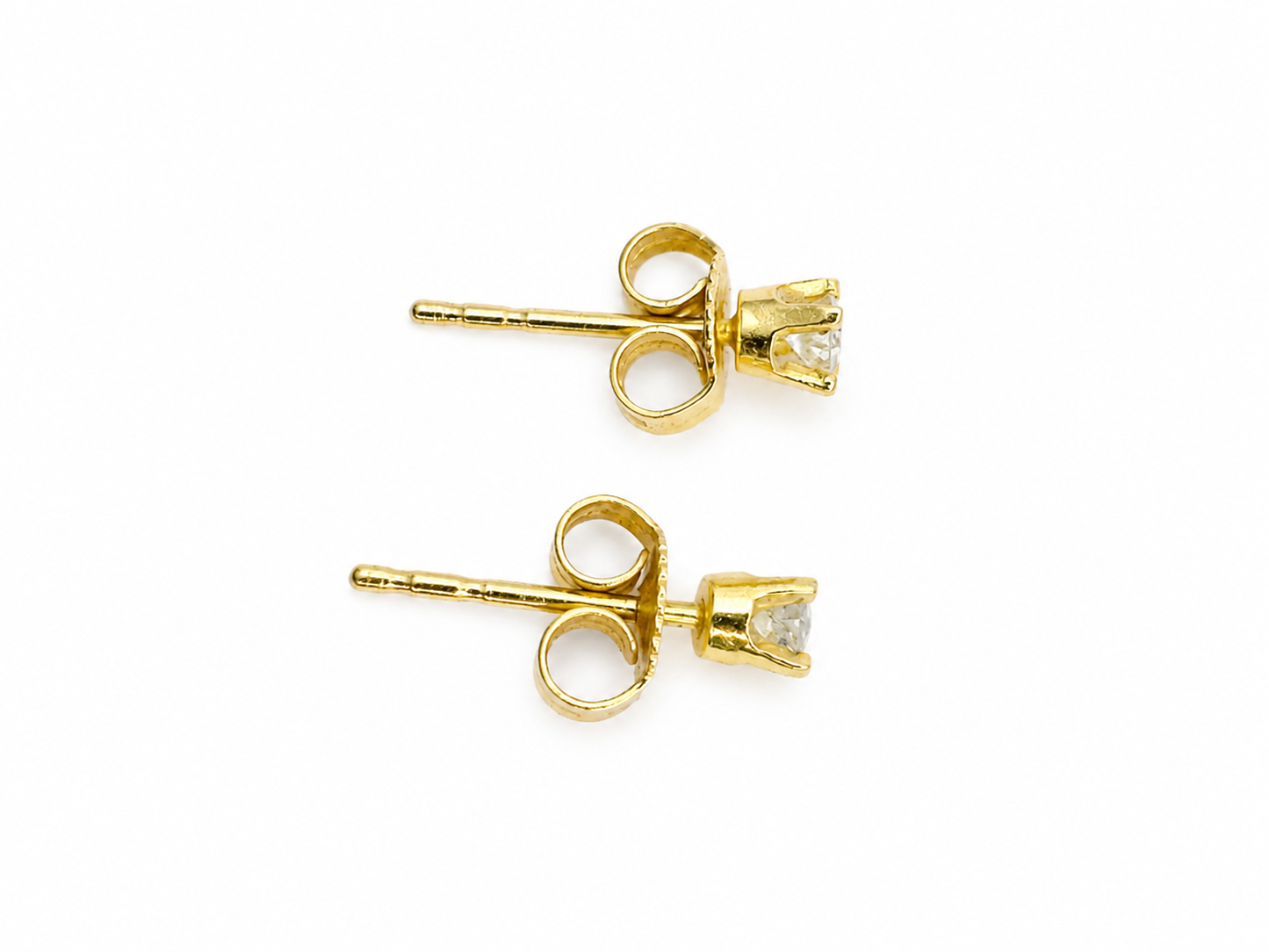 14K Yellow Gold Diamond Stud Earrings