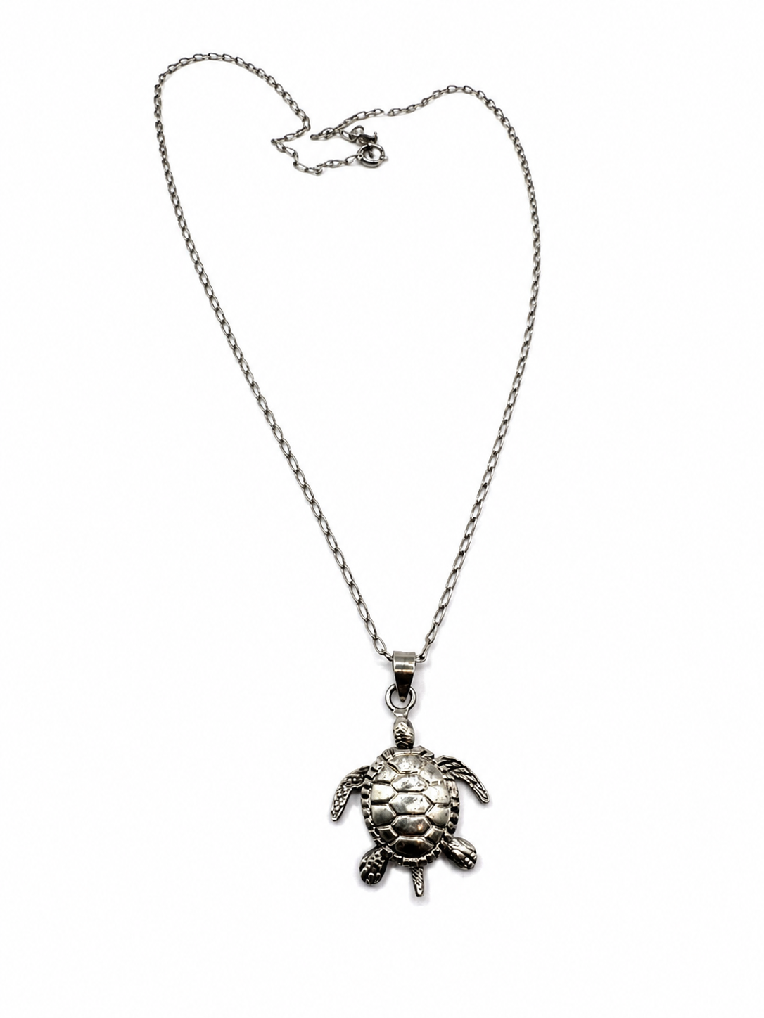 Sterling Silver Articulated Turtle Necklace – 16.5”