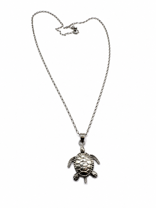 Sterling Silver Articulated Turtle Necklace – 16.5”