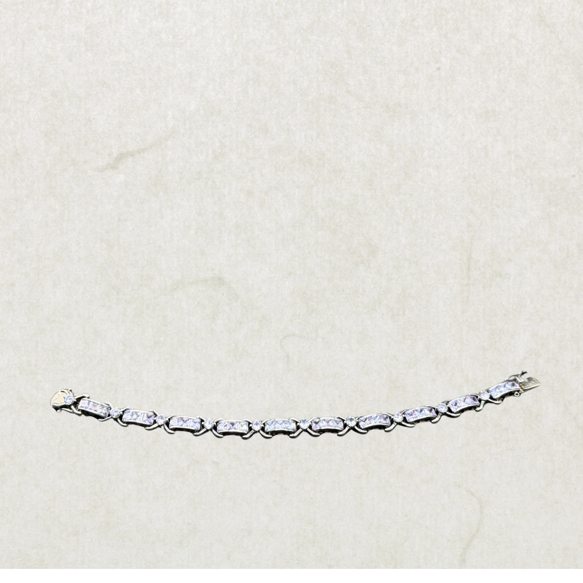 Vintage Sterling Silver 925 Purple Stone Tennis Bracelet – Lavender CZ Link Bracelet – 7.5” – Elegant Statement Jewelry
