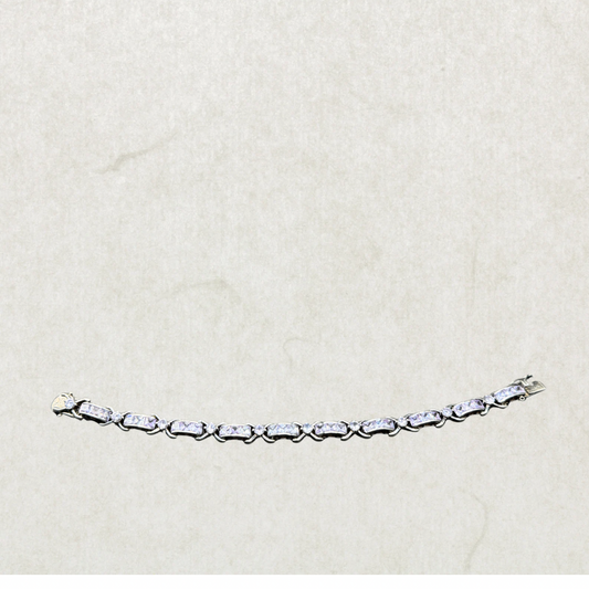 Vintage Sterling Silver 925 Purple Stone Tennis Bracelet – Lavender CZ Link Bracelet – 7.5” – Elegant Statement Jewelry