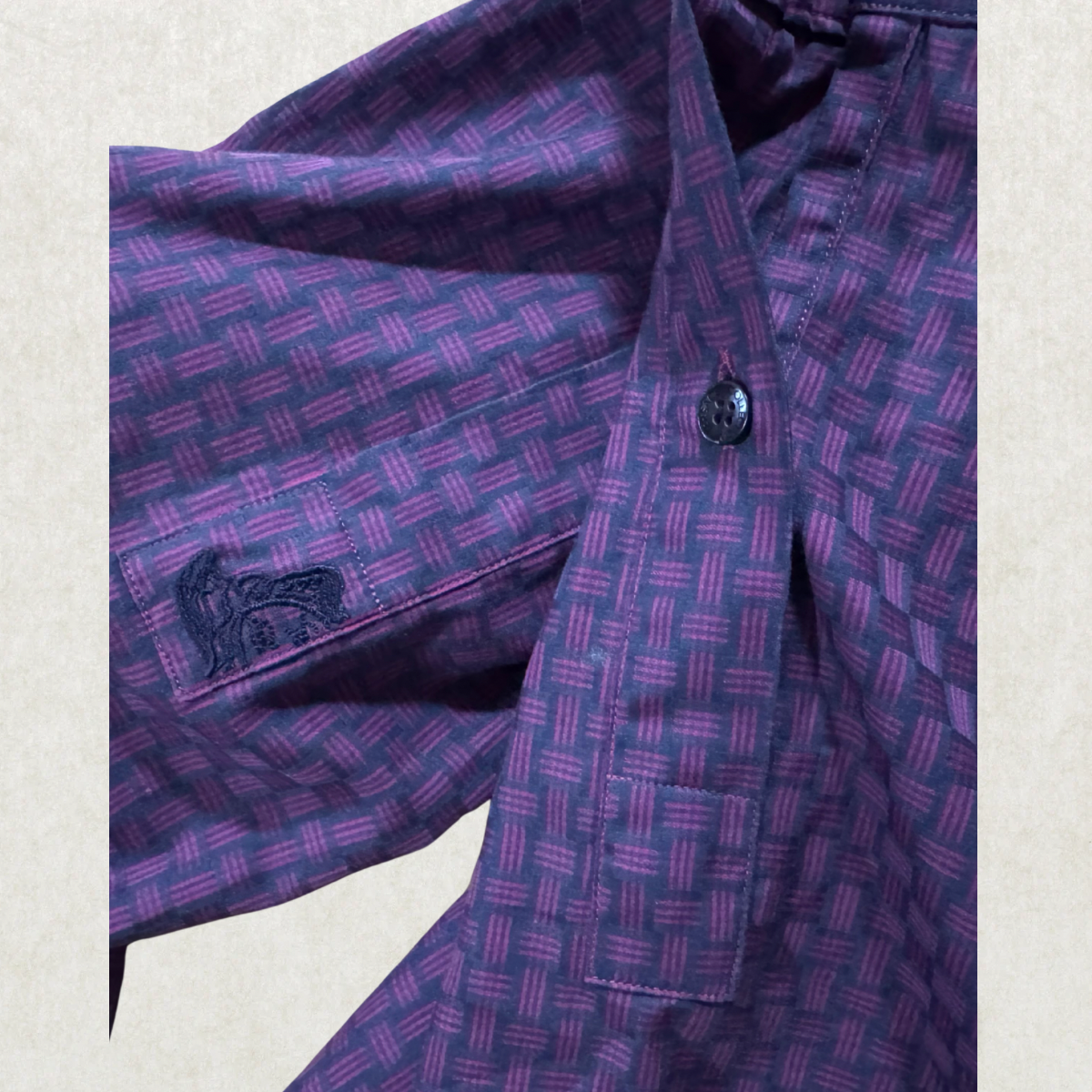 Versace Collection Men’s Button-Down Shirt – Purple Dress Shirt, Size 44