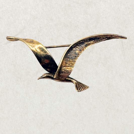Vintage Gold Plated Sterling Silver Bird Brooch