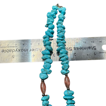 Vintage Navajo Turquoise & Crystal Necklace – 16.5"