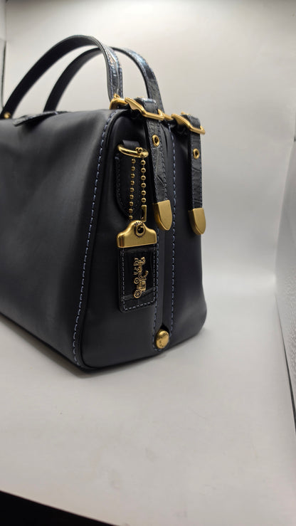 Coach 1941 Glovetanned Leather Kisslock Frame Satchel Bag Dark Slate Grey BNWOT