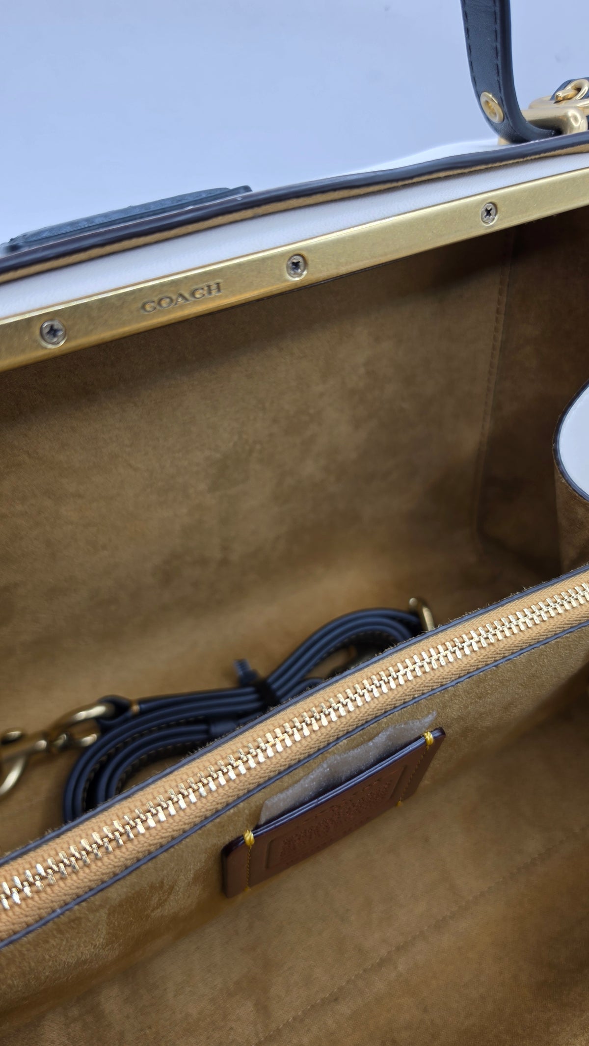 Coach 1941 Glovetanned Leather & Genuine Snakeskin Kisslock Frame Satchel White