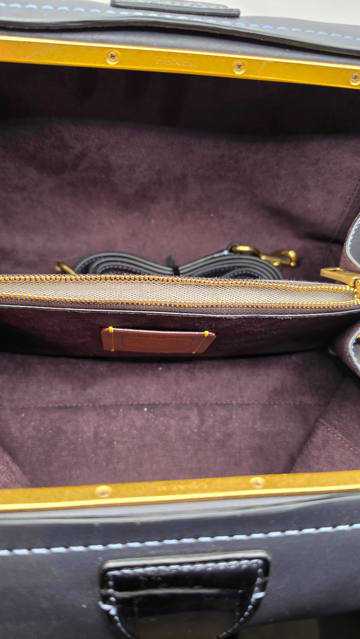 Coach 1941 Glovetanned Leather Kisslock Frame Satchel Bag Dark Slate Grey BNWOT