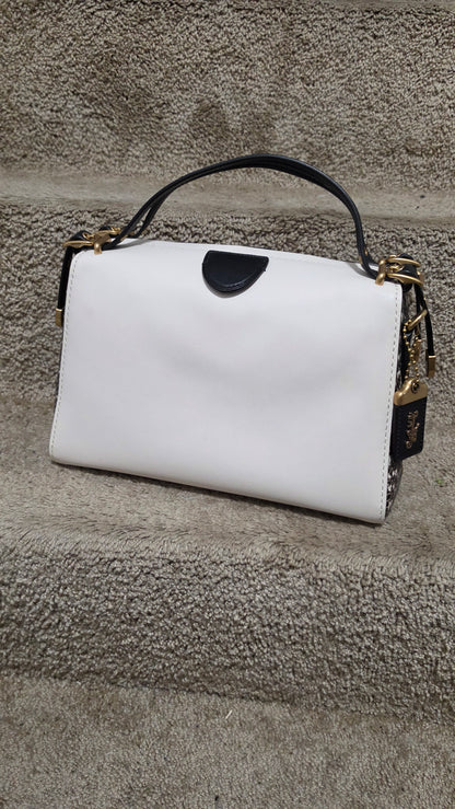 Coach 1941 Glovetanned Leather & Genuine Snakeskin Kisslock Frame Satchel White