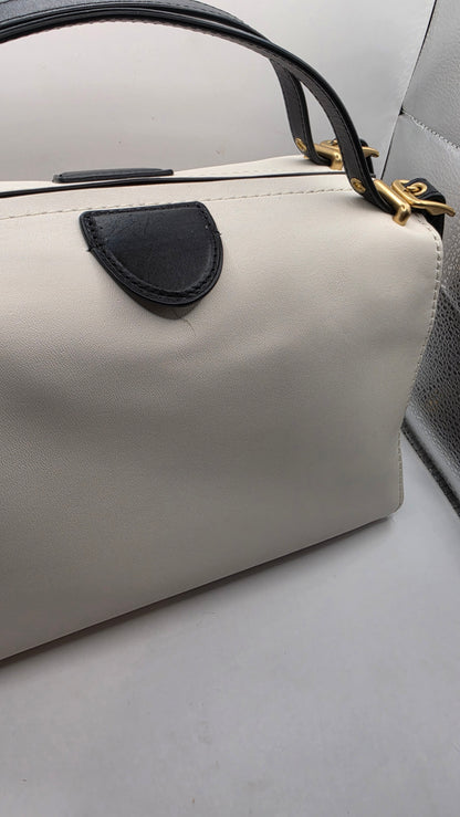Coach 1941 Glovetanned Leather & Genuine Snakeskin Kisslock Frame Satchel White