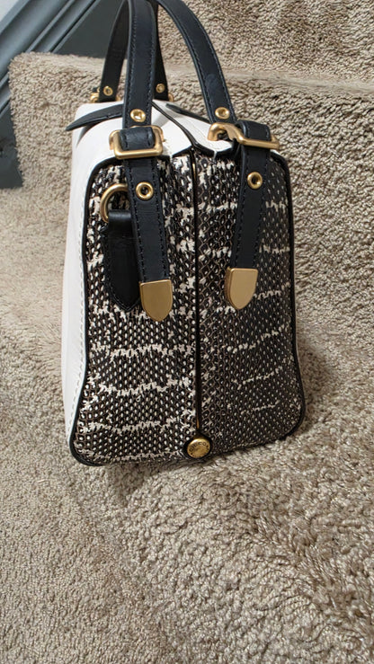 Coach 1941 Glovetanned Leather & Genuine Snakeskin Kisslock Frame Satchel White