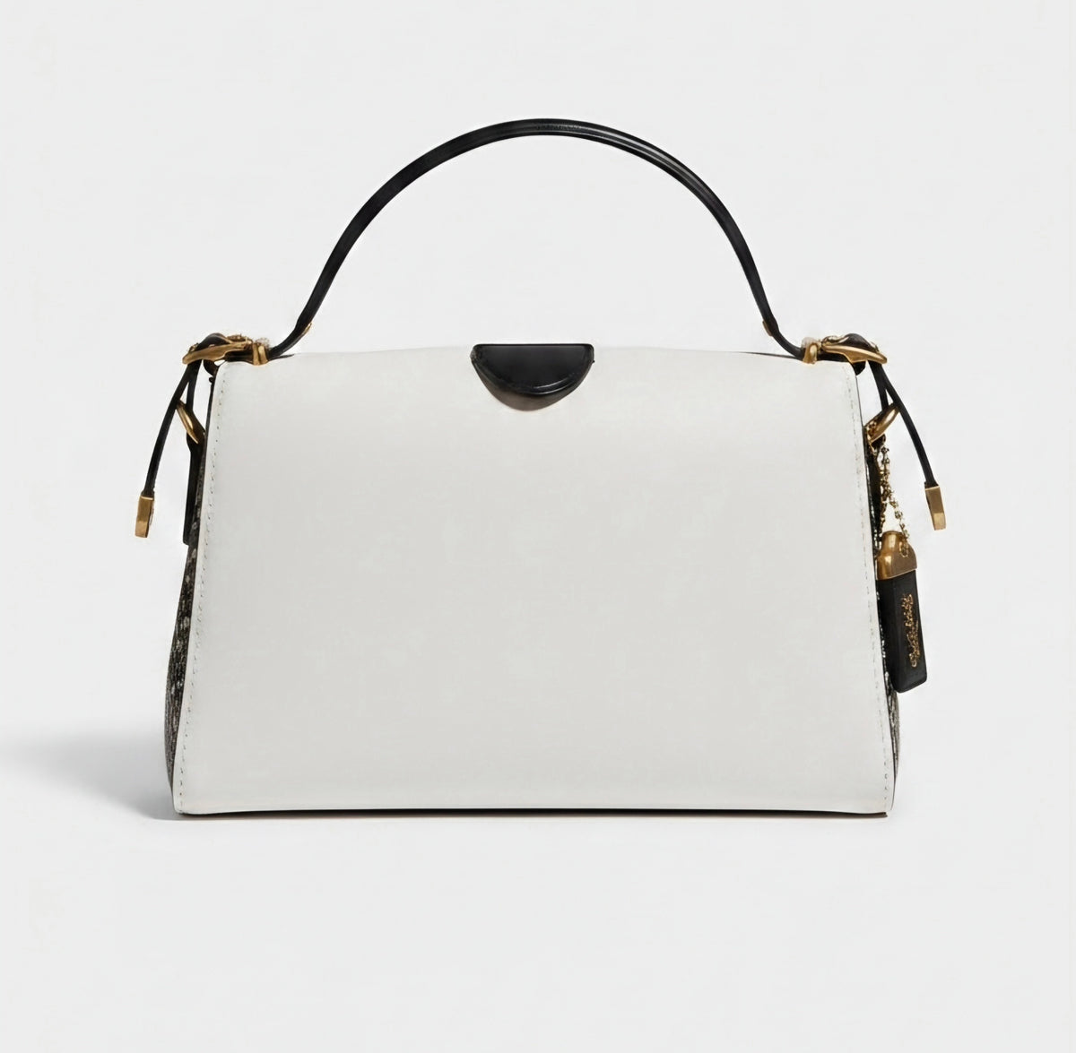 Coach 1941 Glovetanned Leather & Genuine Snakeskin Kisslock Frame Satchel White