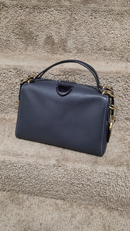 Coach 1941 Glovetanned Leather Kisslock Frame Satchel Bag Dark Slate Grey BNWOT